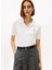 Işlemeli Beyaz Kadın Polo T-Shirt 2