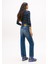 Yüksek Bel Düz Paça Slim Straight Koyu Mavi Kadın Denim Pantolon DW0DW215191BK 3