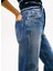 Yüksek Bel Düz Paça Slim Straight Koyu Mavi Kadın Denim Pantolon DW0DW215191BK 4