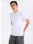 Bisiklet Yaka Beyaz Erkek T-Shirt LV04LC240GYAF_SS Slım Stretch Cotto 3