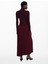 Balıkçı Yaka Düz Bordo Uzun Kadın Elbise 25WWVF09 4