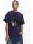 Yuvarlak Yaka Baskılı Mor Kadın T-Shirt 25WWTK60 2