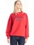 Bisiklet Yaka Baskılı Kırmızı Kadın Sweatshırt TBWRTS1035 1