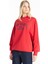 Bisiklet Yaka Baskılı Kırmızı Kadın Sweatshırt TBWRTS1035 3