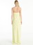 V Yaka Düz Sarı Uzun Kadın Elbise TBWRDR1018 5