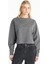 Bisiklet Yaka Taşlı Antrasit Kadın Sweatshırt TBWRTS1033 1