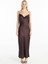 Degaje Yaka Düz Koyu Kahve Uzun Kadın Elbise TBWROC1003 2