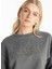 Bisiklet Yaka Taşlı Antrasit Kadın Sweatshırt TBWRTS1033 5