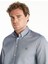 Comfort Fit Düğmeli Yaka Oxford Koyu Mavi Erkek Gömlek TBMRSH1010 5