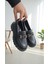 Kadın Kalın Taban Ortopedik Comfort Taban Deri Görünümlü Loafer – Siyah 1