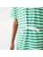 Kadın Kısa Kollu Bisiklet Yaka Çizgili Yeşil - Beyaz Elbise 4