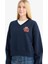 Coool Loose Fit V Yaka Baskılı Sweatshirt 7