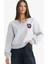 Coool Loose Fit V Yaka Nakışlı Sweatshirt F9910AX25AU 7
