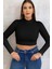 Kadın 2 Li Adet Fitilli Balıkçı Yaka Örme Kaşkorse Uzun Kol Crop Bluz 2