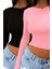Bisiklet Yaka 2 Li Adet Basic Düz Kumaş Uzun Kollu Likralı Bluz 1