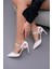8,5 cm Ince Topuklu Kadın Beyaz Topuklu Stiletto Ayakkabı 1