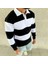 Erkek Polo Yaka Uzun Kollu Çizgili Sweatshirt Trend Rugby Stil 4
