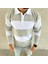 Erkek Polo Yaka Uzun Kollu Çizgili Sweatshirt Trend Rugby Stil 2