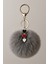 Peluş Pofuduk Ponpon Puf Gri Tüylü Üçlü Charm Ev Ofis Araba Telefon Cüzdan Çanta Anahtarlık 1