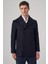 Erkek Lacivert Yünlü Kruvaze Dynamic Fit Sivri Yaka Kaban 1