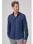 Erkek Lacivert Trend Düz Slim Fit Tam Italyan Yaka Gömlek 1