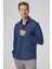 Erkek Lacivert Trend Düz Slim Fit Tam Italyan Yaka Gömlek 2