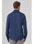 Erkek Lacivert Trend Düz Slim Fit Tam Italyan Yaka Gömlek 5