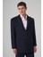 Erkek Lacivert Yünlü Düz Dynamic Fit Sivri Yaka Kaban 3