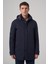 Erkek Lacivert Trend Çıkma Kapüşonlu Yakalı Uzun Mont 1