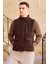 Erkek Kahve Trend Yünlü Dinamik Fit Şişme Yelek 1