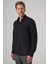 Erkek Siyah Trend Düz Slim Fit Tam Italyan Yaka Gömlek 4