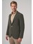 Erkek Haki Trend Slim Fit Mono Yaka Ceket 1