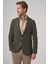 Erkek Haki Trend Slim Fit Mono Yaka Ceket 2
