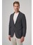Erkek Antrasit Yünlü Slim Fit Mono Yaka Ceket 1