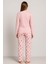 Kadın 0112 Raporlu Interlok Pijama Takımı Somon 2