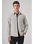 Erkek Gri Polyester Trend Düz Dynamic Fit Berberi Yaka Gömlek Ceket 1