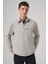 Erkek Gri Polyester Trend Düz Dynamic Fit Berberi Yaka Gömlek Ceket 2