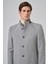 Erkek Gri Yünlü Düz Dynamic Fit Hakim Yaka Kaban 4