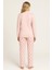 Kadın 0382 Raporlu Interlok Uzun Kol Pijama Takımı Pembe 2