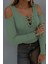 Kadın Omuzlardan Açık Uzun Kollu Bağcıklı Kaşkorse Bluz 3