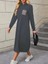 Kadın Uzun Kollu Kapşonlu Cep Detaylı Viskon Iki Iplik Maxi Elbise 4