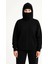Samuray Ninja Çift Kapşonlu Zıp Fermuarlı Kanguru Çepli Hoodie Maske Detaylı Swetshirt - Siyah 4
