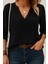 Kadın Uzun Kollu V Yakalı Ithal Krep Bluz 2