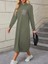 Kadın Uzun Kollu Kapşonlu Cep Detaylı Viskon Iki Iplik Maxi Elbise 2