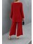 Kadın Uzun Kollu Asimetrik Detaylı Salaş Sandy Bluz ve Pantolon Ikili Takım 2