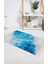 Banyo Halısı Dijital Baskılı Banyo Paspası 50X80 Polyester Kaymaz Tabanlı Duş Paspası Blue Square 1