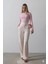 Beli Yarım Lastikli Palazzo Pantolon - Pudra 1