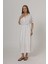 Beli Lastikli Elbise - Beyaz 2