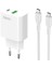 Hkm Tech Bolt Duo 20W Usb-A ve Type-C Çift Portlu Hızlı Şarj Aleti, Type-C Kablo ve Adaptör Seti, Beyaz 1