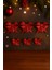Kırmızı Simli Eva Fiyonk Kurdele – 6'lı Set (3×9 cm + 3×6.5 Cm) Yılbaşı Süsleme 2